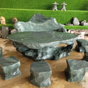 bàn ghế đá tự nhiên xanh hoàng gia