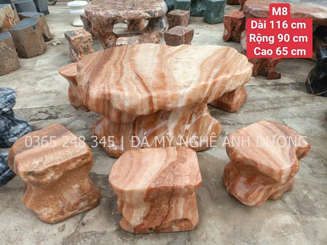 Bộ bàn ghế đá vân gỗ (canxit)