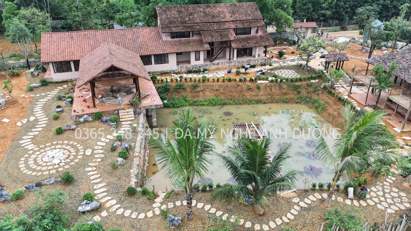 Thi công sân vườn homestay đẹp